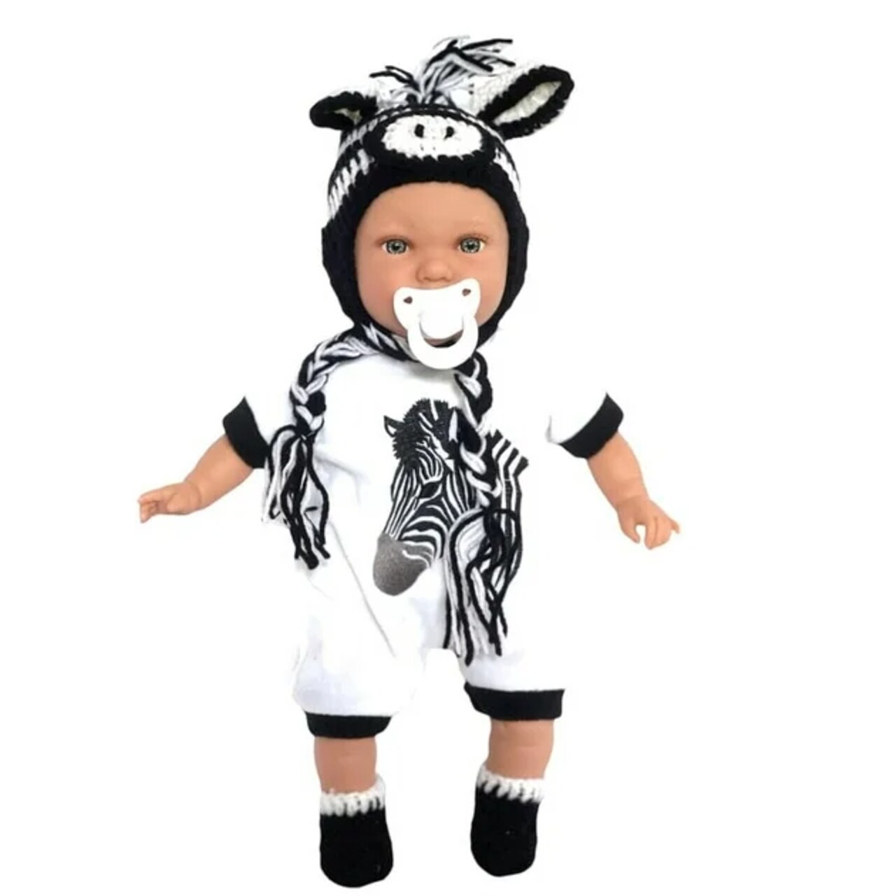 Zebra Safari Knit Outfit for 15–17 Inch Baby Dolls – Adorable Set